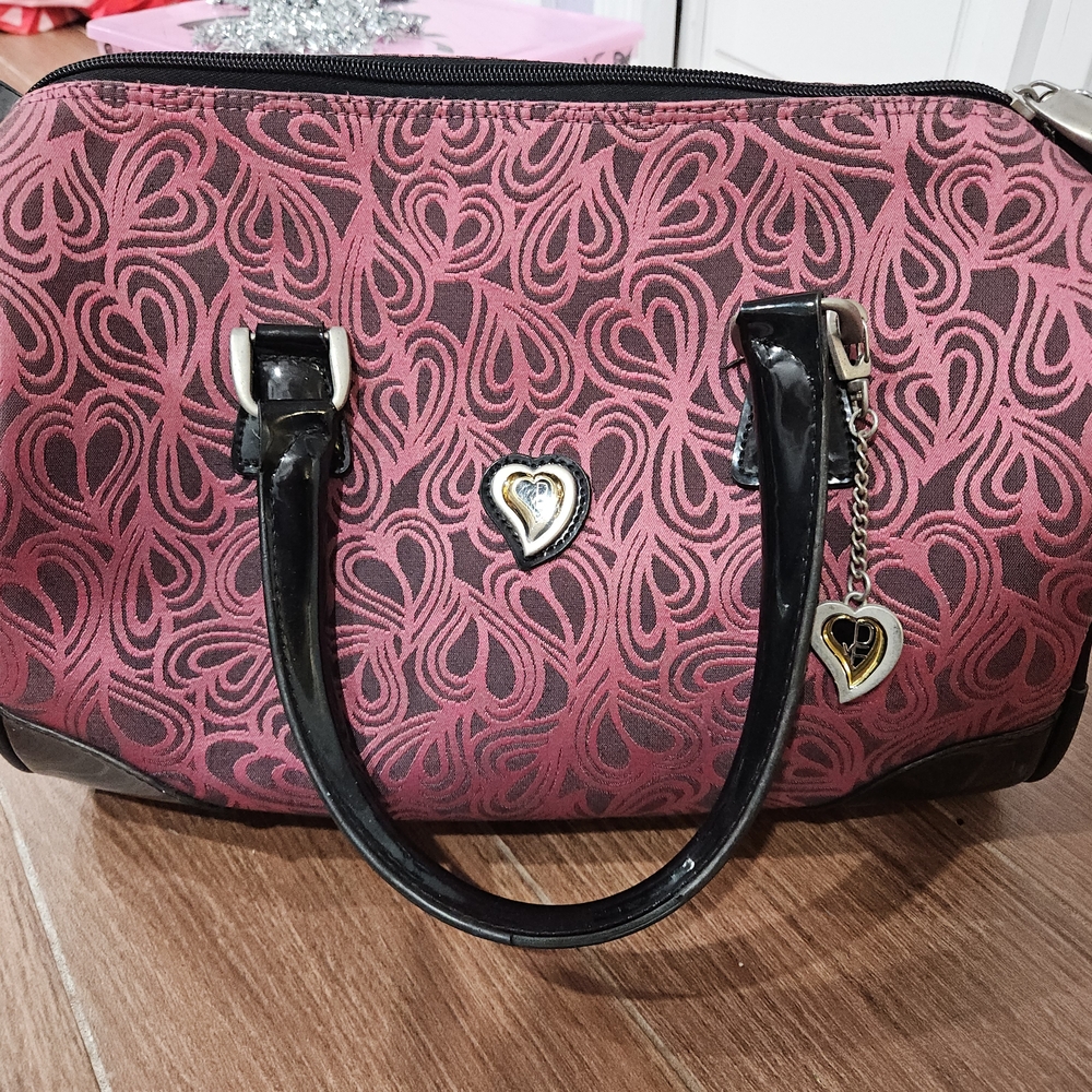 Diane Von Furstenberg Pink and Black Heart Satchel